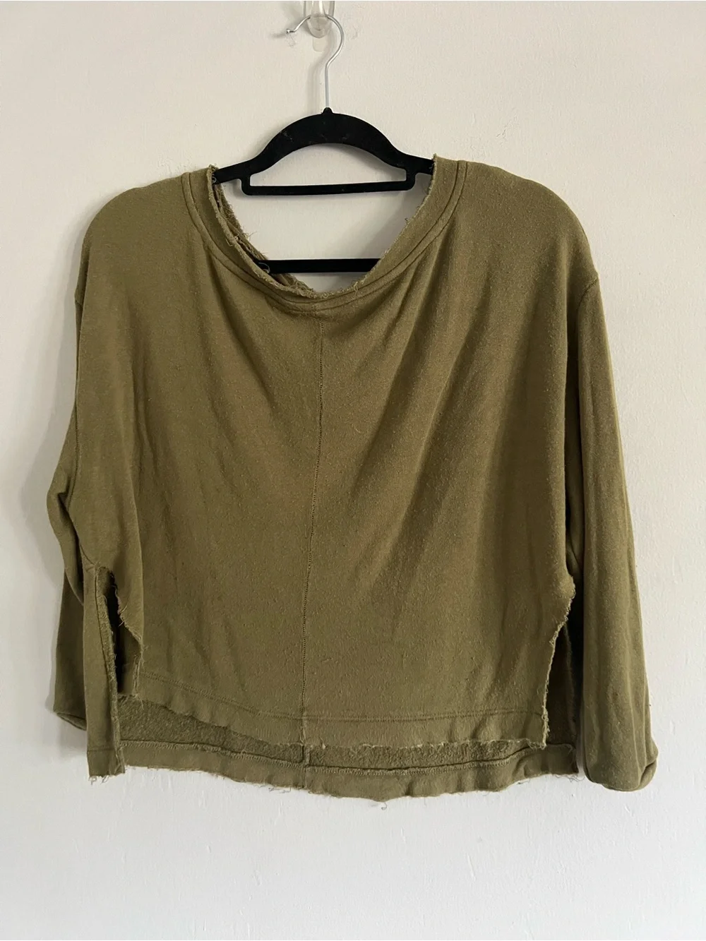 Free People Be Good Terry Dolman Sleeve Pullover Reed Green Sz XX-Small